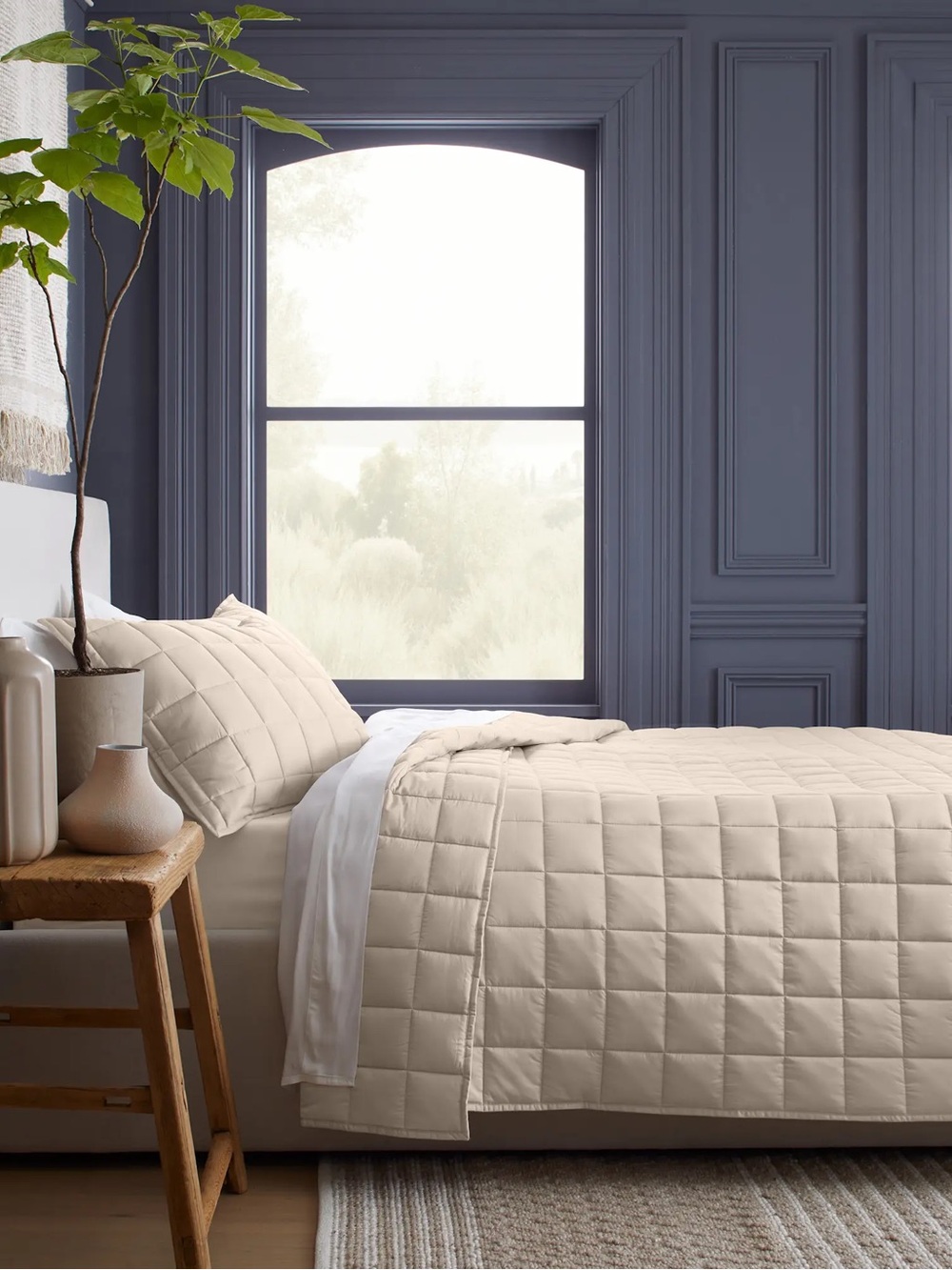 NEW QUINCE 3pc SET w/ SHAMS Bamboo Box Quilt Set QUEEN $187 LAST ONE